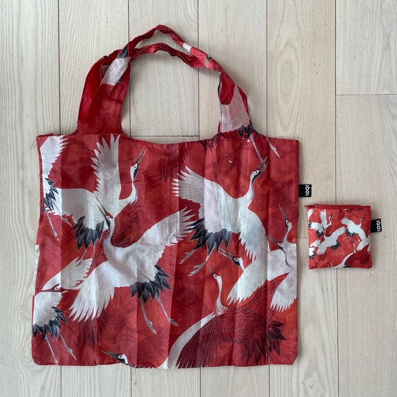 LOQI red and white crane reusable bag - Picture 4 of 5